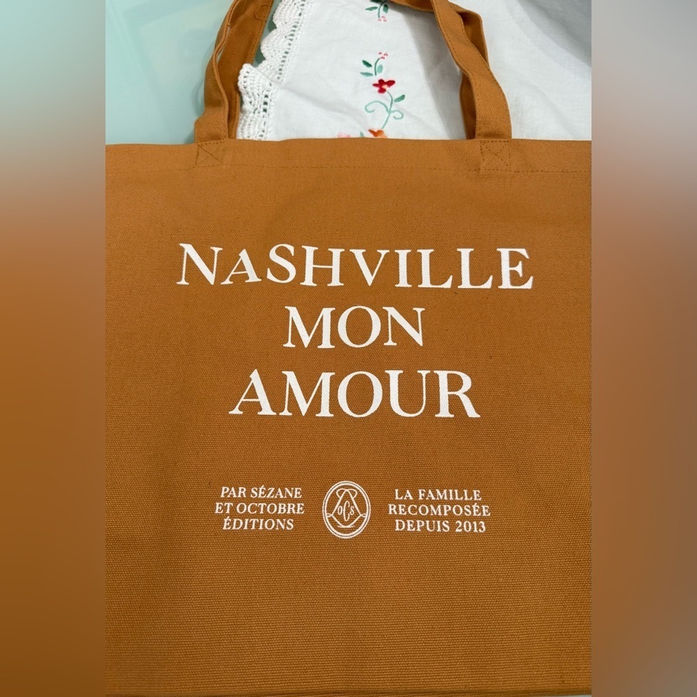 Sezane Large Canvas Tote bag Nashville Mon Amour Orange - Picture 2 of 2